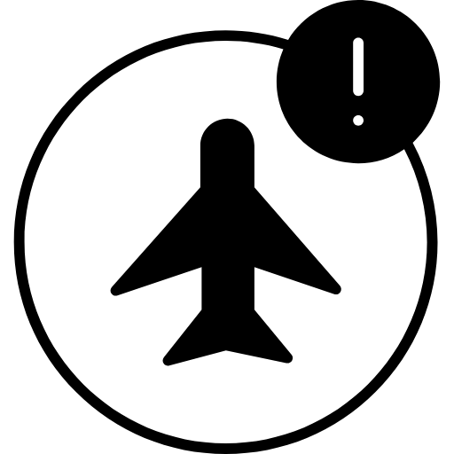 Plane and Excelamation Sign